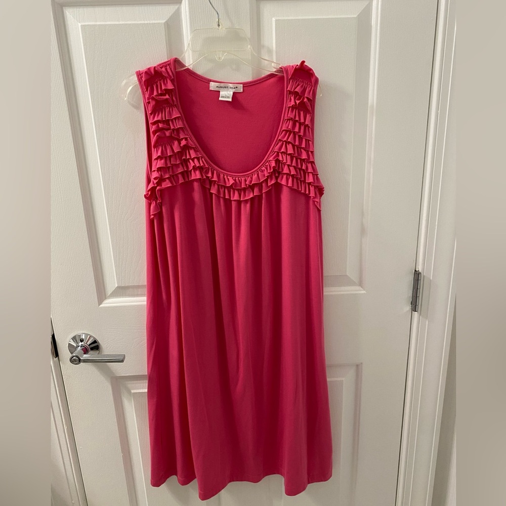 August Silk pink dress. Size L.